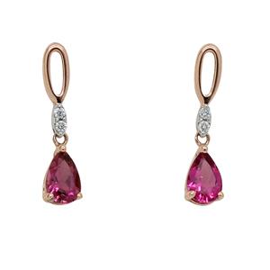 <p>9 Carat Gold Earrings with Pink Tournamline and Diamond</p>